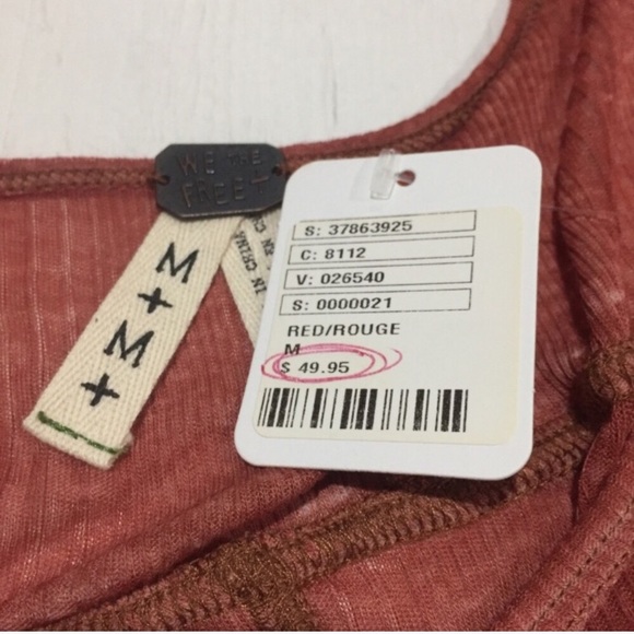 NWT We The Free Chocolate Chip Henley Red - Picture 4 of 7